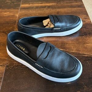 Patina (Portland Leather) black loafer shoes.